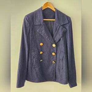 Linen Spring Double-Breasted Navy Jacket
